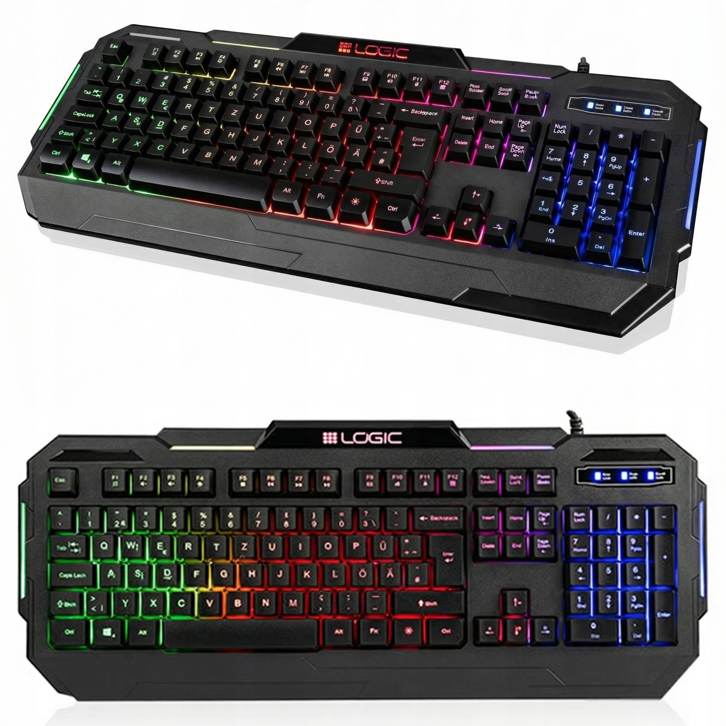 Tastierë gaming LOGIC LC-STARR-TWO, USB, ndriçim RGB, QWERTZ DE, e zezë