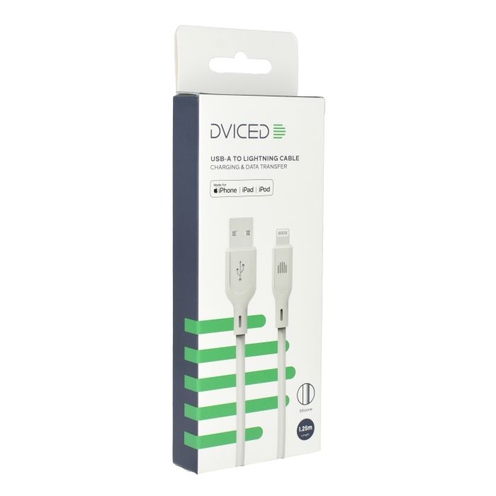 Dviced Cable USB-A To Lightning Silicone 1,25M, White