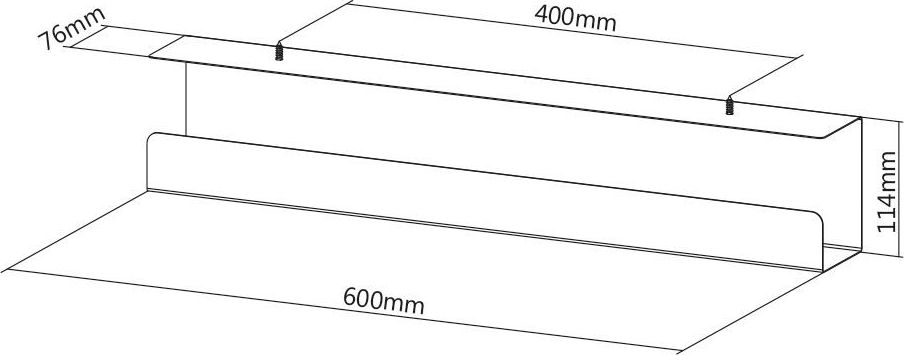 Organizues kabllosh Value Holder, 600 x 114 x 76 mm, çelik, i bardhë