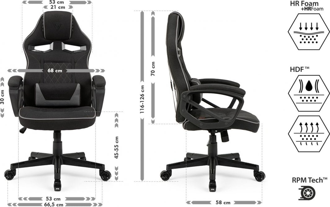 Karrige Sense7 Knight, material, e zezë/ hirtë