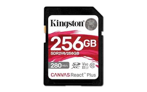 Kartë memorie SD Kingston Canvas React Plus V60, 256GB, UHS-II 280MB/s, gri