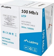 Кабел за мрежа Lanberg UTP, Cat.5E, CCA, 305m, црвен проводник LCU5-10CC-0305-R
