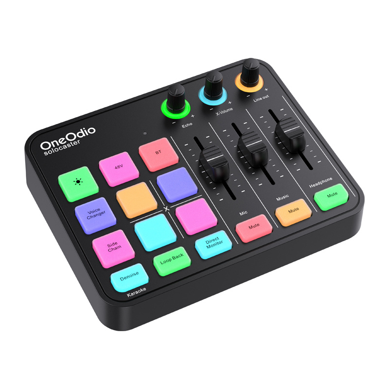 Mikser audio OneOdio Solocaster, kartë zëri USB, Bluetooth, i zi