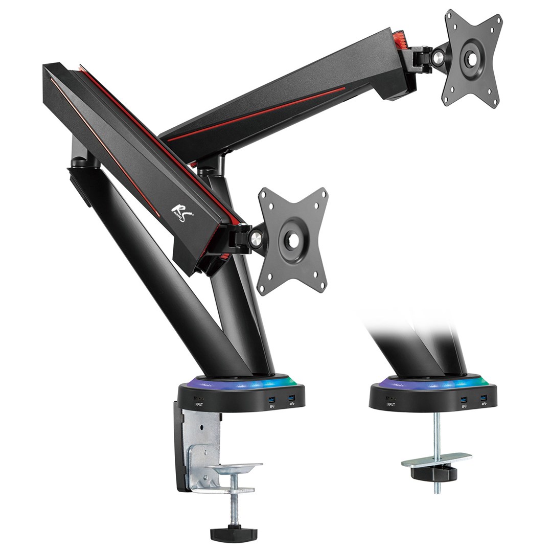 Mbajtëse për dy monitorë NanoRS RS887, 17-32", 16 kg, e zezë