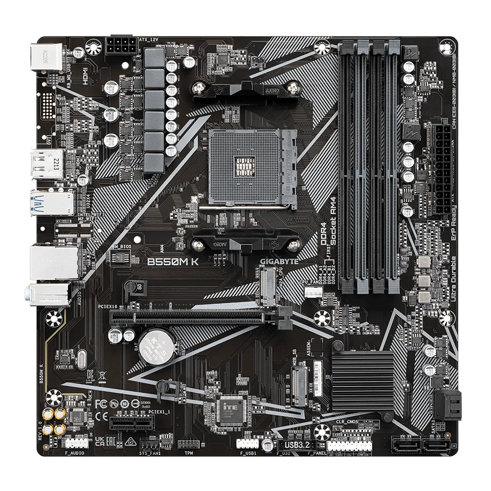 Pllakë amë Gigabyte B550M K - 1.0 - DDR4, AM4, mATX