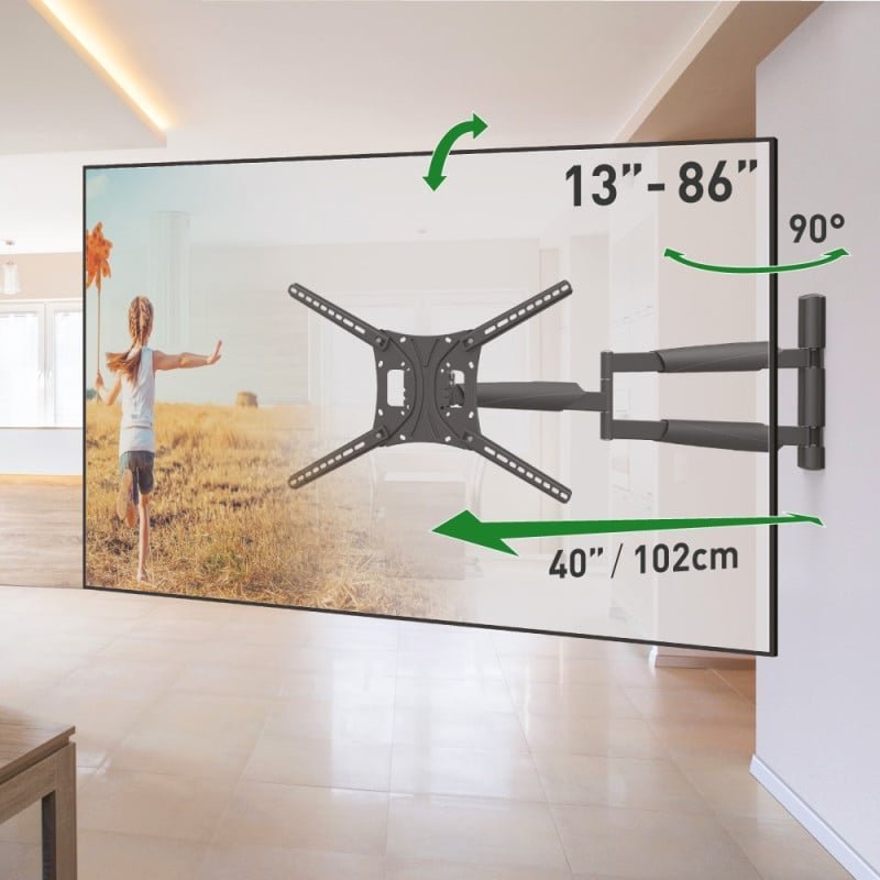 Mbajtëse murale TV Barkan BM443XL, 13–86", krah 102 cm, 60 kg, e zezë