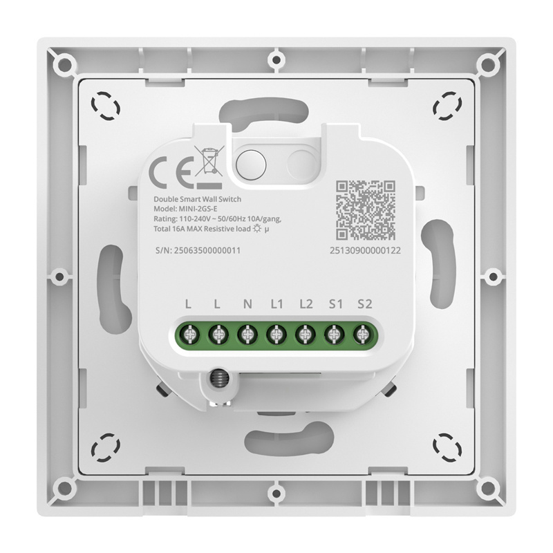 Ndërprerës smart muri Sonoff MINI 2GS E Orb MW2, dyfishtë, WiFi Matter, i bardhë