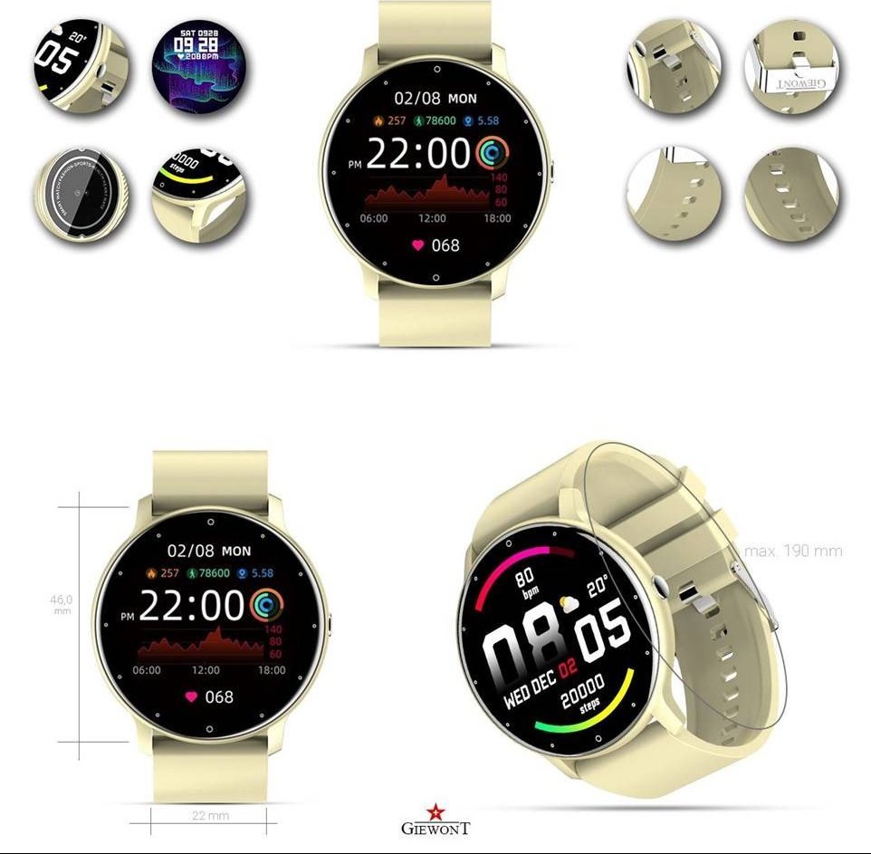 Smartwatch Giewont GW120-6, Ecru, i kremtë