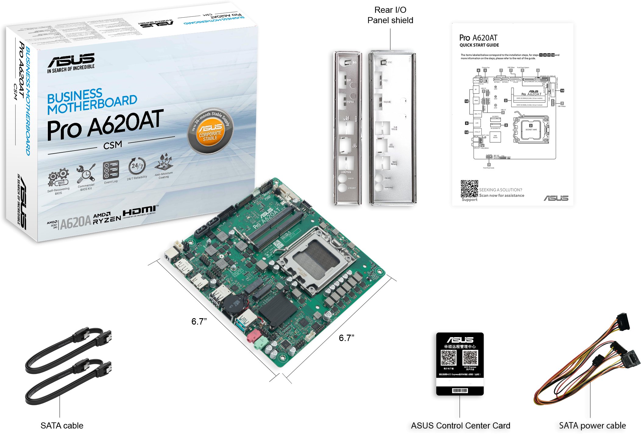 Pllakë amë ASUS A620A 90MB1L5M M0EAYC, AMD AM5, DDR5, Mini ITX