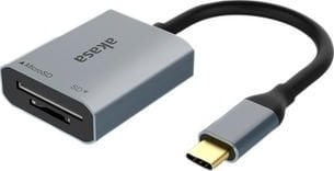 Читач на картички Akasa AK-CR-10BK, USB-C, SD и MicroSD, сив
