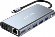 Adapter USB C Bounn 11 in 1, HDMI 4K, RJ45 1000Mbps, gri