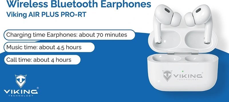 Kufje Bluetooth Viking Vprort, me mikrofon, in ear, të bardha