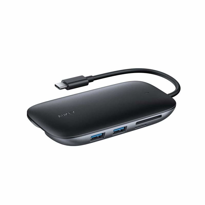 Qendër USB-C Aukey CB-C71, 8-në-1, 100W PD, e zezë