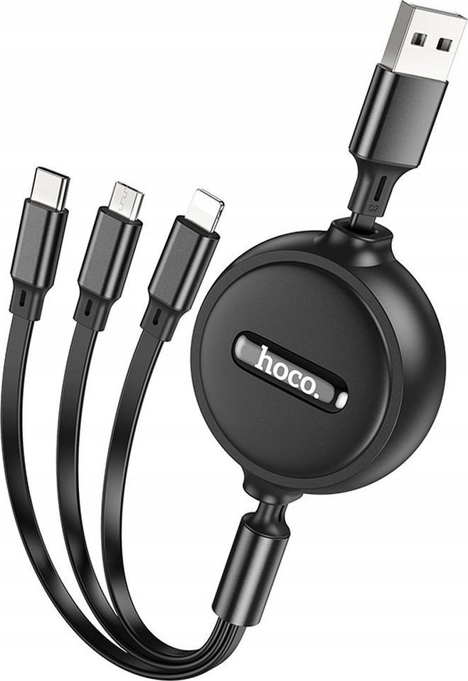 Kabllo USB Hoco X75 3 në 1, Lightning Micro USB Type C, 1m, e zezë