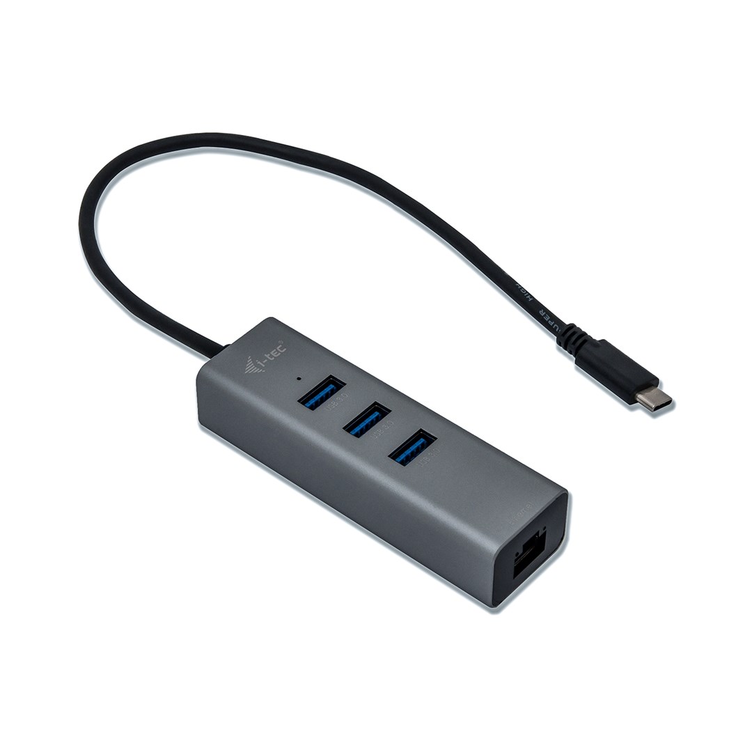 Qendër USB-C I-tec Metal, 3 porte, Gigabit Ethernet, e zezë