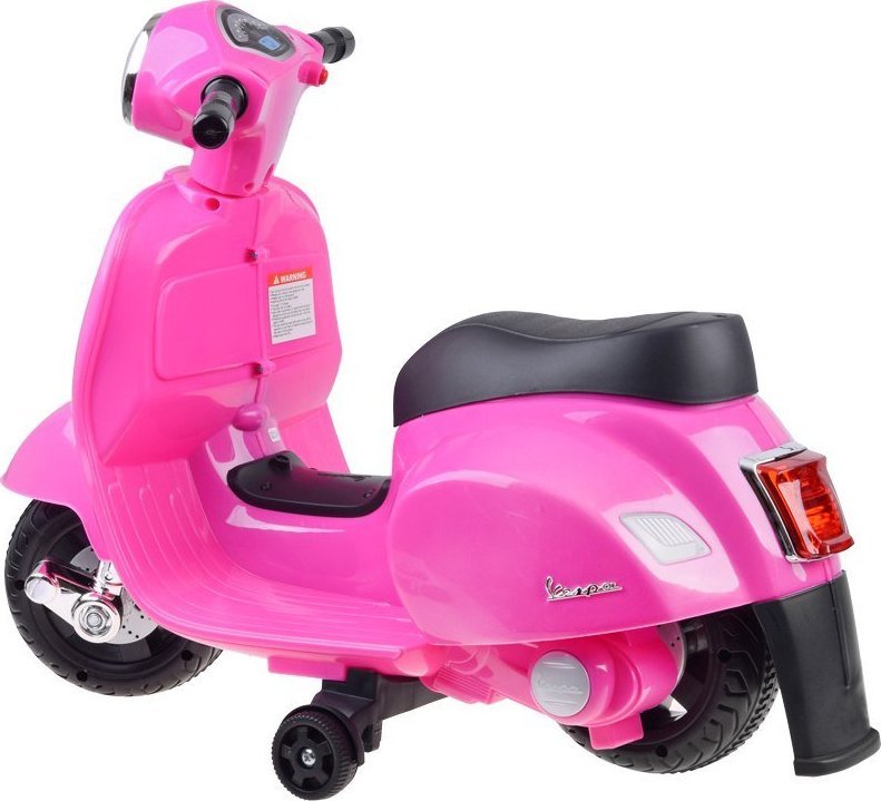 Skuter elektrik për fëmijë Vespa PA0238, bateri, rrota ndihmëse, rozë