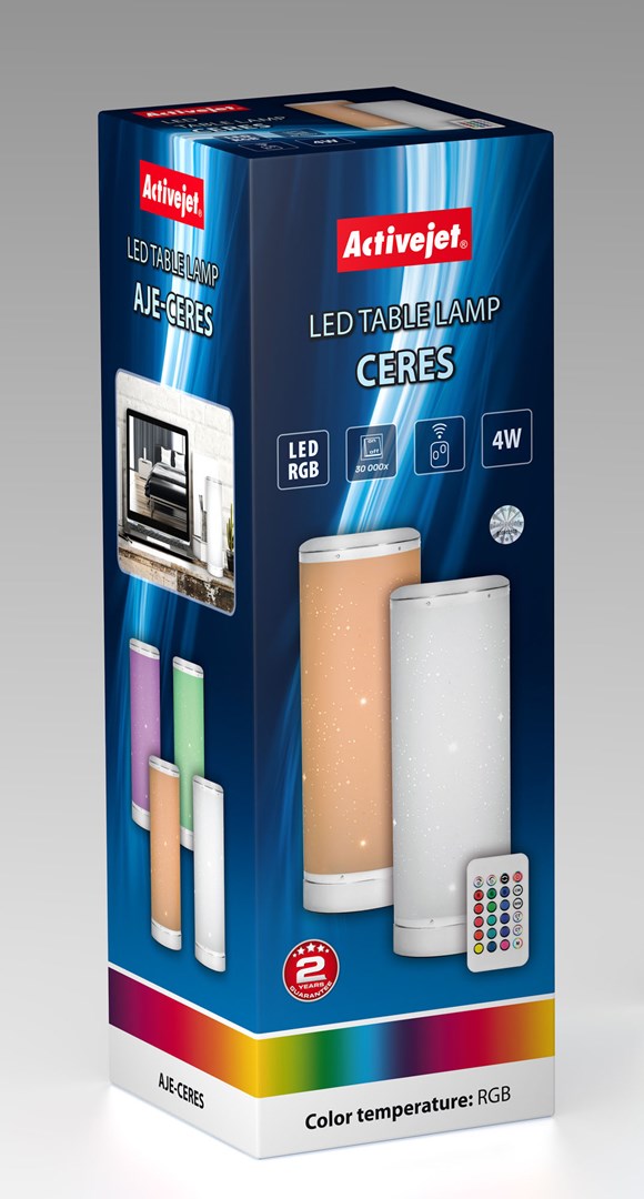 Lampë tavoline Activejet AJE-CERES, LED dekorative, RGB 200lm, e bardhë