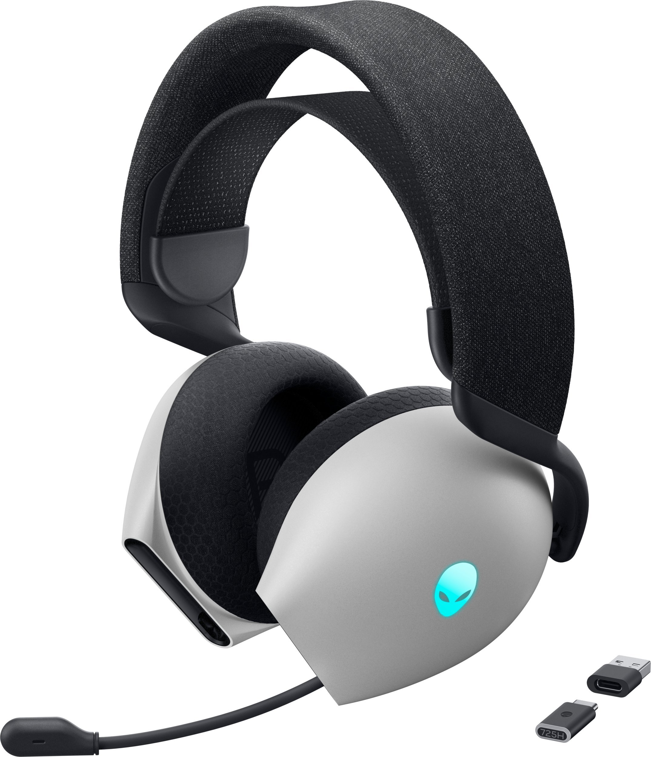 Headset gaming Alienware AW725H, me dhe pa kabllo, Dolby Atmos, i zi e bardhë