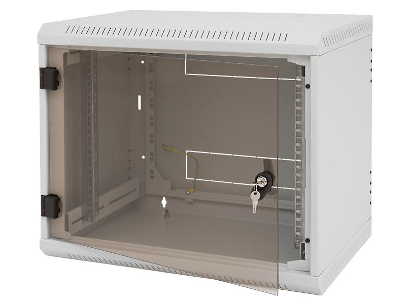 Kabinet muror Triton 19", 4U, 595mm, derë xhami, gri