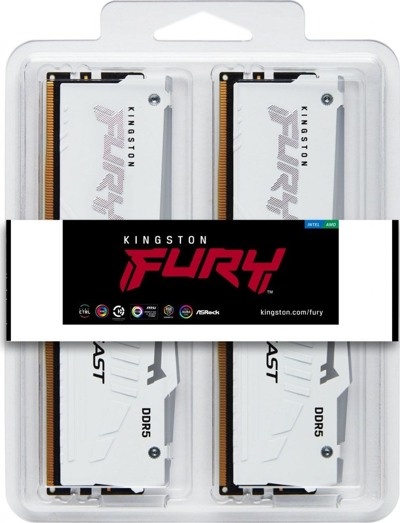 меморија  Kingston Fury Beast RGB, DDR5, 64 GB, 6400 MHz, CL32, KF564C32BWEAK2-64