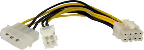 Kabllo StarTech Molex - ATX/EPS 8-pin, 0.15m, e verdhë