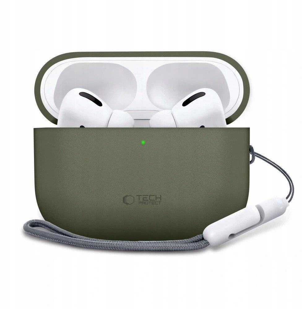 Mbulesë silikoni Targus Tech-Protect për Apple AirPods Pro 3, kapak karikues, jeshile ulliri