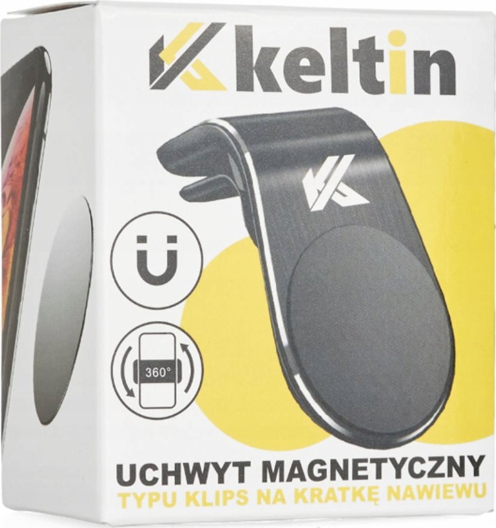 Mbajtëse magnetike telefoni për makinë K02213, montim në grilë ajri, me klips, e zezë