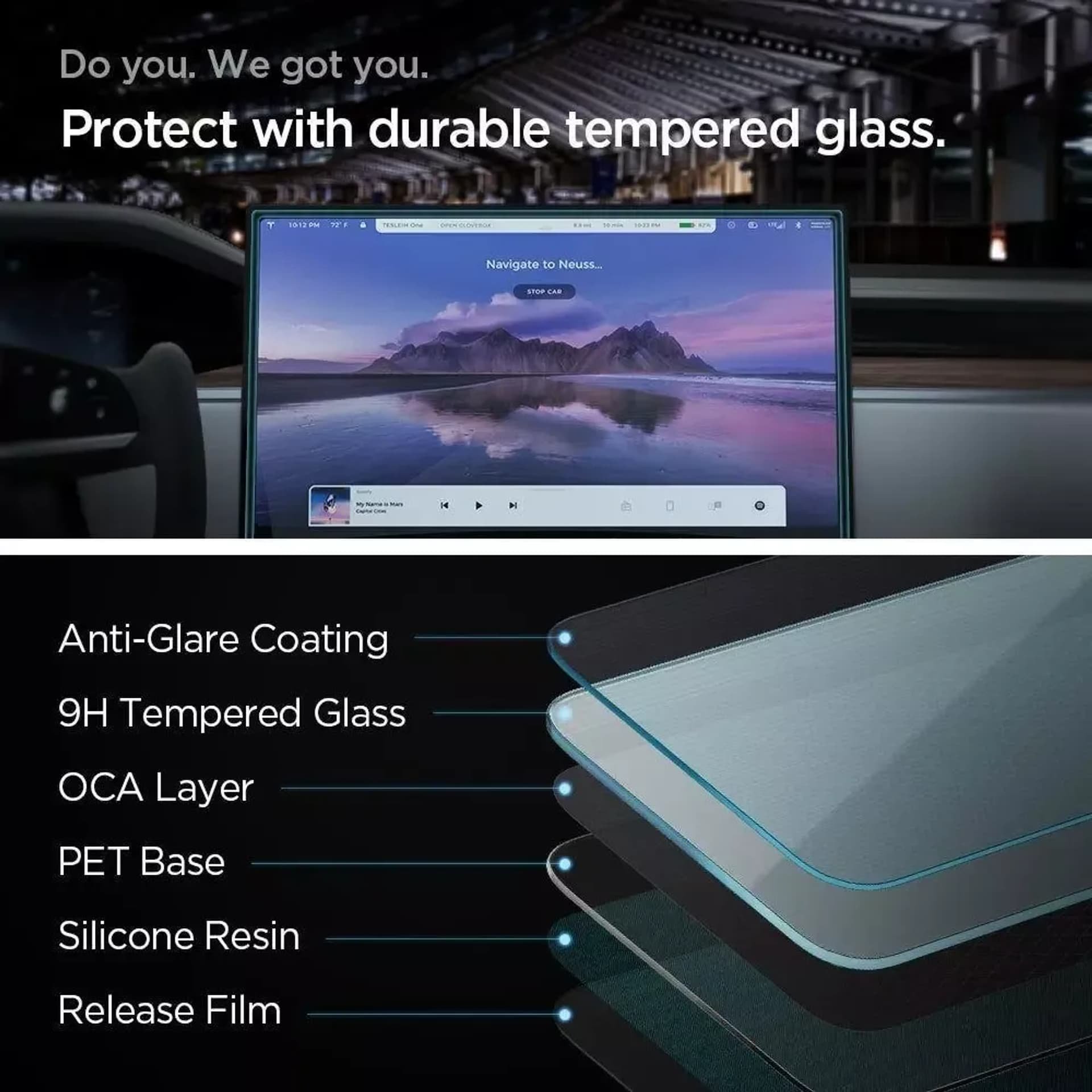 Xham mbrojtës Spigen Glass FC EZ FIT, për Tesla Model X 2022 dhe Model S 2021, transparent
