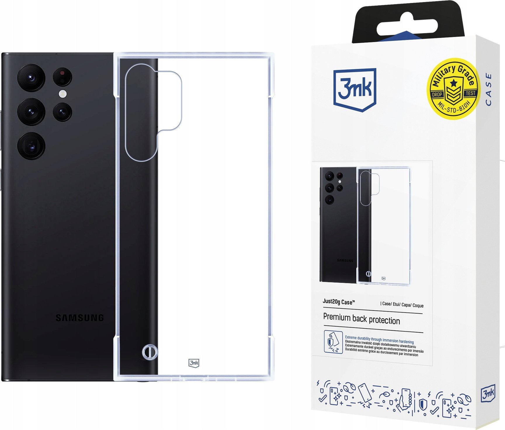 Kallëp telefoni 3MK Just20g për Samsung Galaxy S23 Ultra, transparent