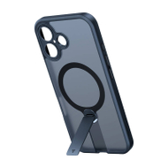 Mbulesë telefoni Torras Pstand Spin për iPhone 16 Plus, me këmbë qëndrese, transparente, e zezë