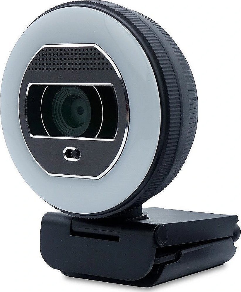 Kamerë web Terra Halo C1868pro, Full HD, me dritë LED dhe kapak privatësie, e zezë