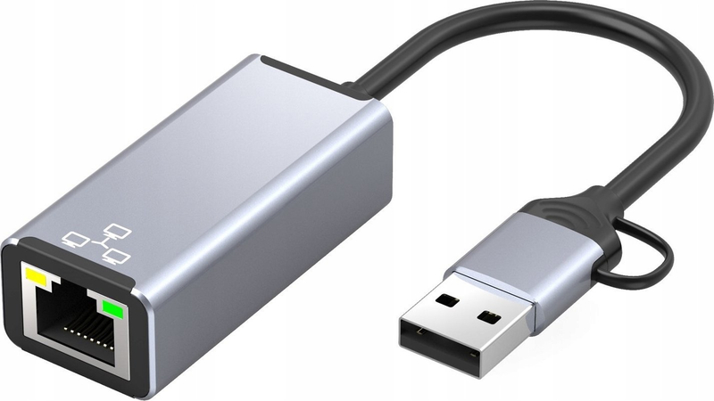 Adaptues rrjeti Bounn, USB dhe Type C, Ethernet 100Mbps, i bardhë