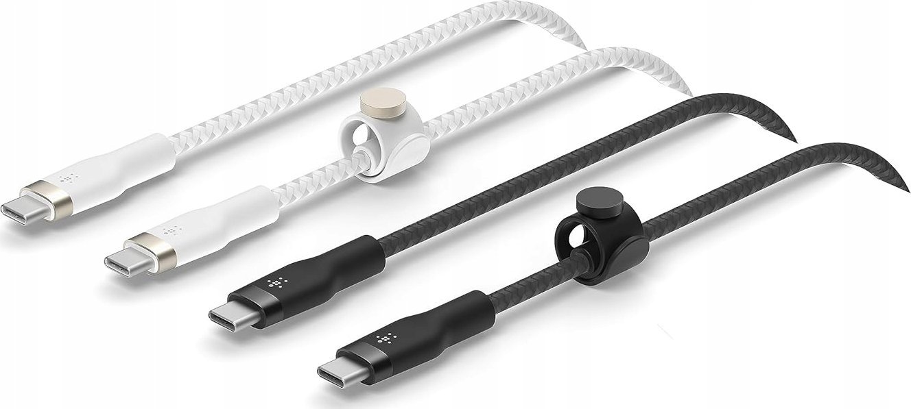 Kabllo USB C Belkin BoostCharge Pro Flex, 1m, 60W, set 2 copë, e zezë dhe e bardhë