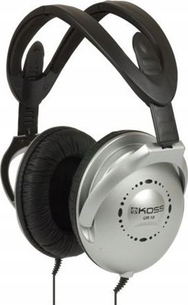 Kufje over ear Koss UR18, stereo, me kabllo 2.5m, të zeza argjendtë