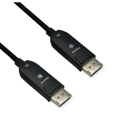 Kabllo video Roline DisplayPort 2.1, 50m, AOC, e zezë