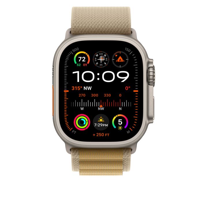Apple Watch 49mm Loop, Tan Alpine Loop, Natural Titanium Finish, L