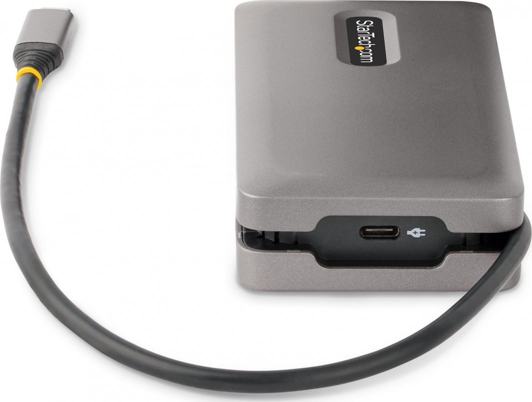 Adapter USB C StarTech.com, Multiport, 4K 60Hz, Power Delivery 100W, gri
