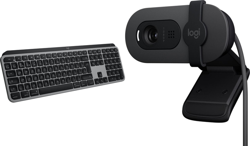 Set tastierë dhe kamerë Logitech MX Keys S for Mac Brio 100, wireless, Full HD 1080p, gri Space Gray