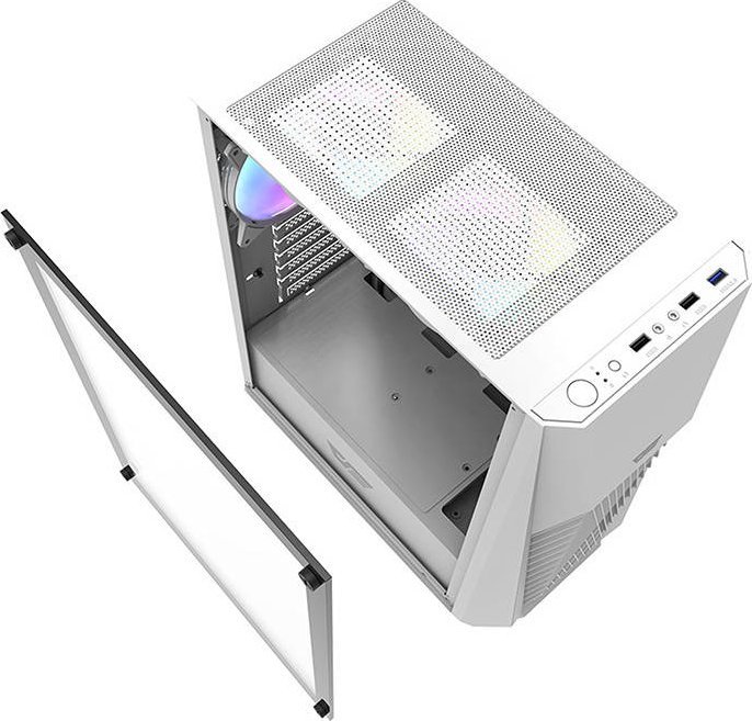 Kasë Darkflash DK150 RGB, e bardhë, Midi Tower
