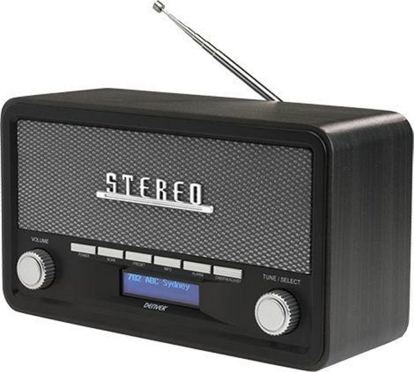 Radio digjitale Denver DAB-18, DAB+, Bluetooth, gri e errët