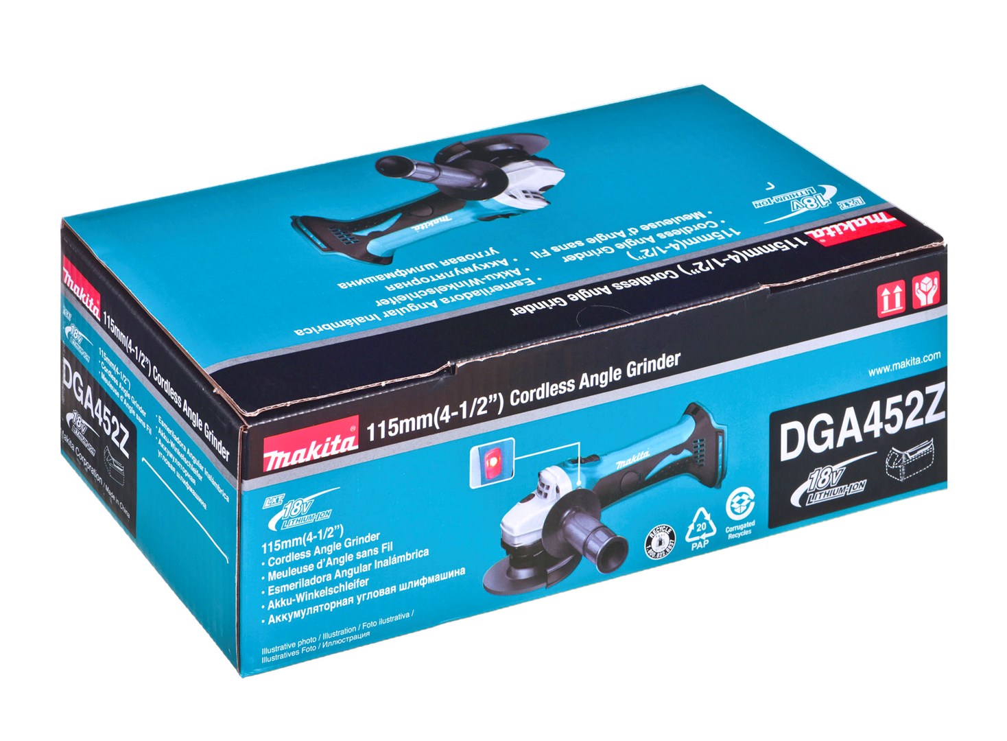 Mulli këndor pa kabllo Makita DGA452, 18V LXT, 115mm, pa bateri