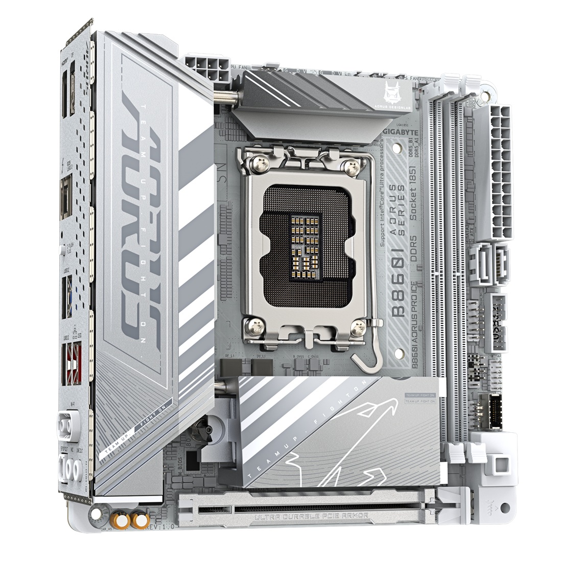 Pllakë amë Gigabyte B860I AORUS PRO ICE, ITX, LGA 1851, DDR5, e bardhë