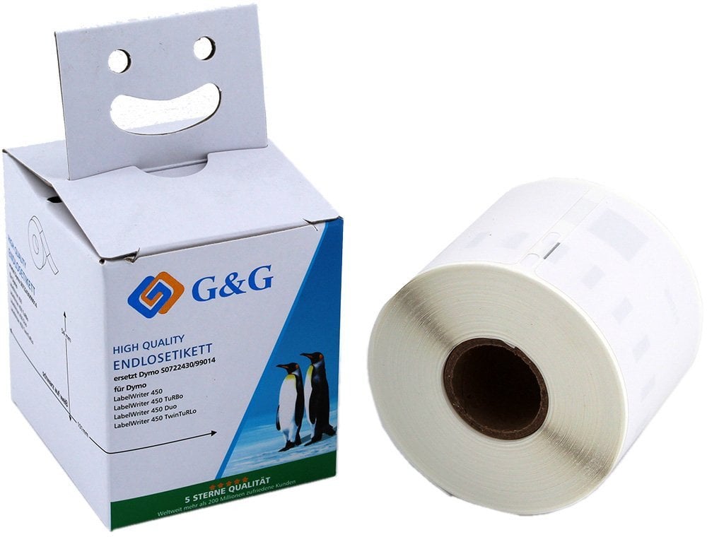 Rrotullë etiketash G&amp;G, 54 x 101mm, 220 etiketa, e bardhë