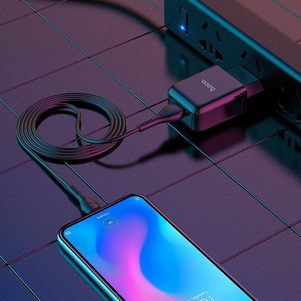 Karikues rrjeti Hoco N2, 1x USB-A 5V 2A, me kabllo USB-C 1m, i bardhë