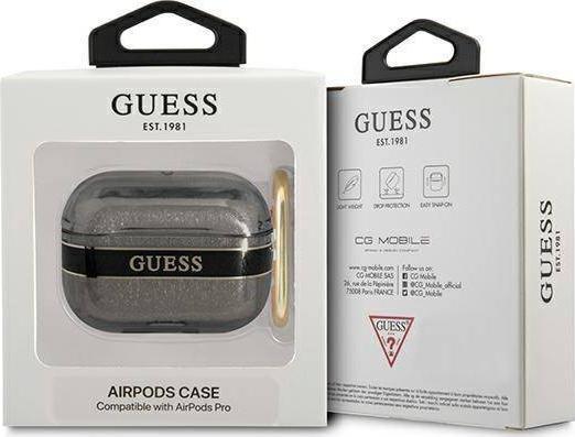 Kuti mbrojtëse Guess Strap Collection për AirPods Pro, me rrip, e zezë