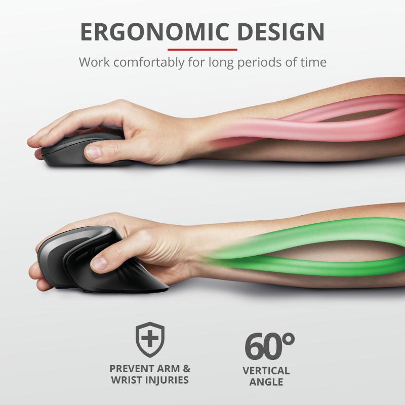 Maus wireless Trust Verro 23507, ergonomik vertikal, i zi