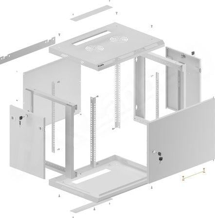 Kabinet muri rrjeti Lanberg WF01-6409-00S, 19" 9U, kapacitet 60 kg, gri