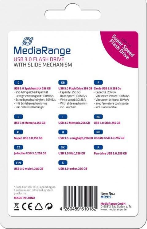 USB flash MediaRange MR919, 256GB, USB 3.2 Gen 1, e zezë