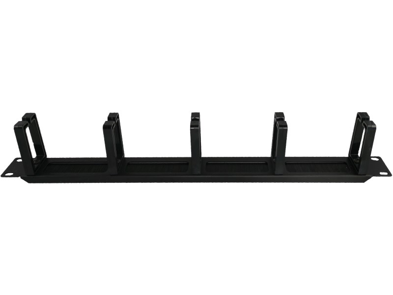 Organizues kabllosh Alantec 1U 19", me furçë, 5 mbajtëse plastike, i zi