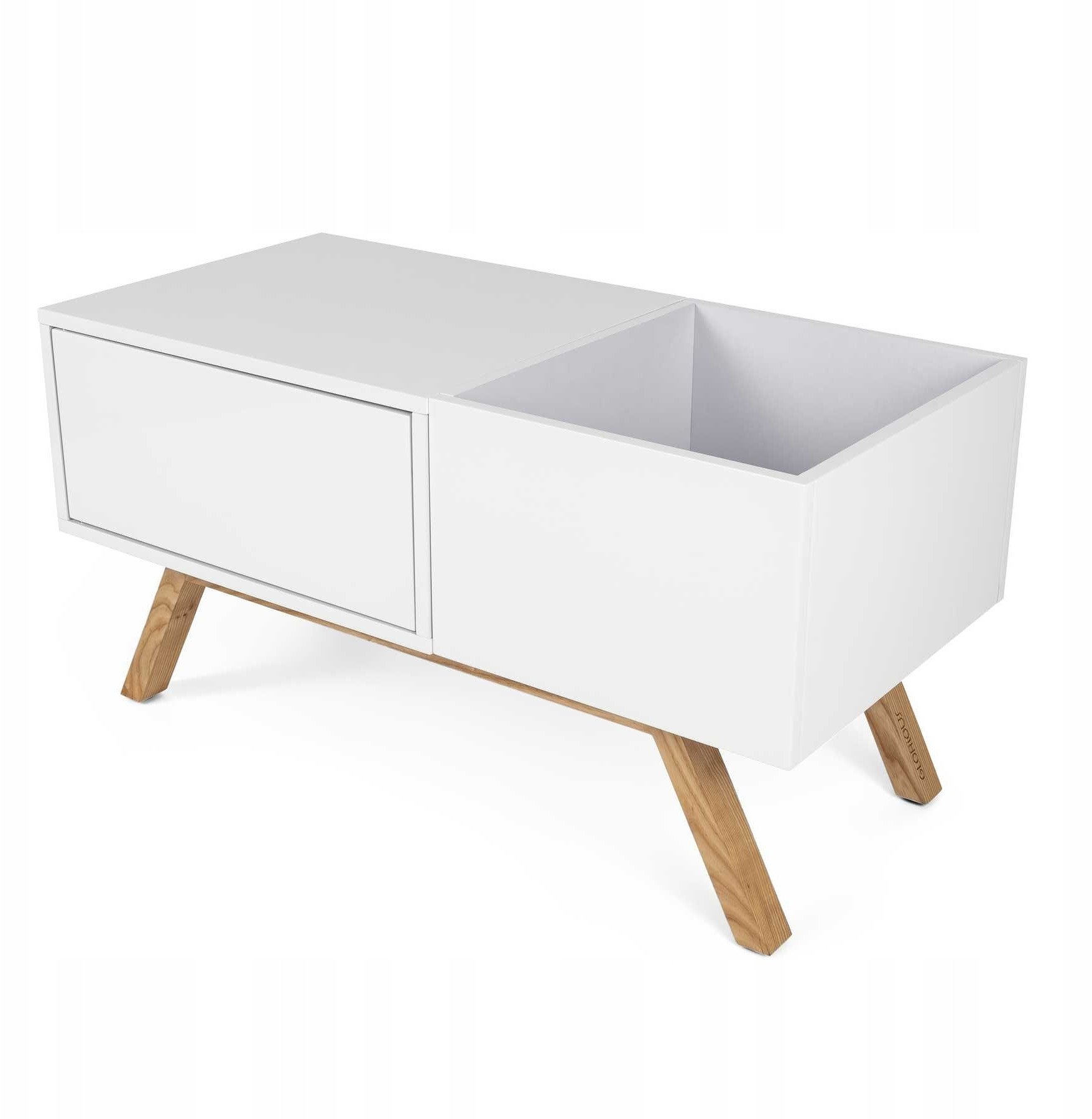 Komodë gramafoni Glorious Turntable Lowboard, hapësirë për 130 vinile, dru i bardhë me shkëlqim